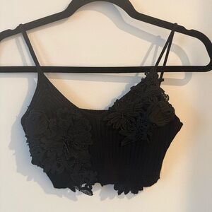 Indie Designer handmade fashion FNRM Crop Top with gorgeous appliqué Size XS
